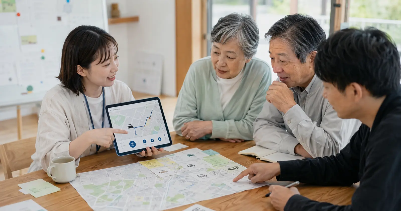 地域住民とモビリティアプリを共創する様子